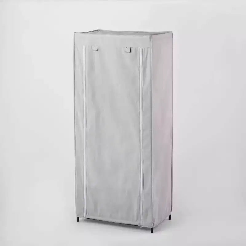 30" Double Rod Fabric Covered Wardrobe - Brightroom™: Closet Organizer, Shoe Storage, Steel Frame, 2 Shelves, Gray