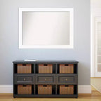 44" x 33" Non-Beveled Cabinet Bathroom Wall Mirror White - Amanti Art: Modern Rectangle, Includes Mounting Hardware