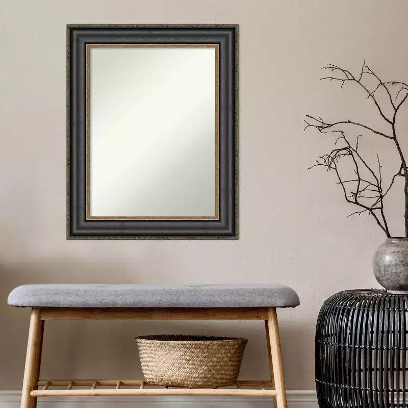 24" x 30" Non-Beveled Thomas Black Bronze Wall Mirror - Amanti Art
