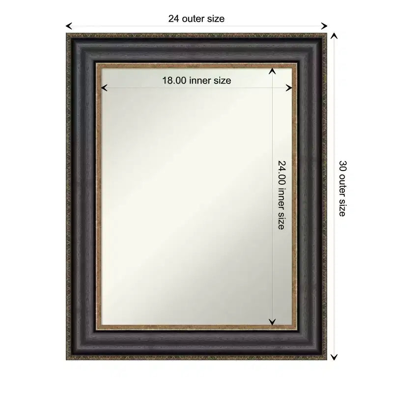 24" x 30" Non-Beveled Thomas Black Bronze Wall Mirror - Amanti Art