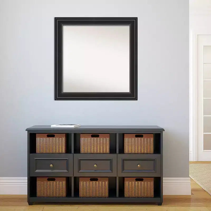 Miroir mural de salle de bain noir sans biseau 32 po x 32 po - Amanti Art