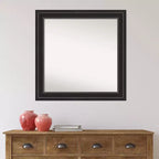 Miroir mural de salle de bain noir sans biseau 32 po x 32 po - Amanti Art