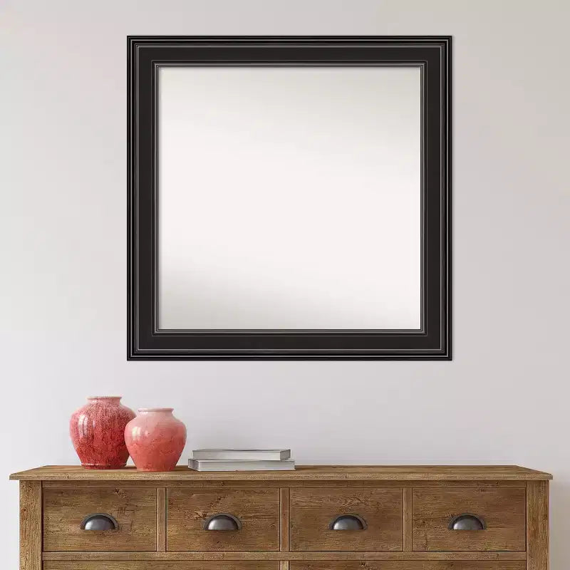 Miroir mural de salle de bain noir sans biseau 32 po x 32 po - Amanti Art