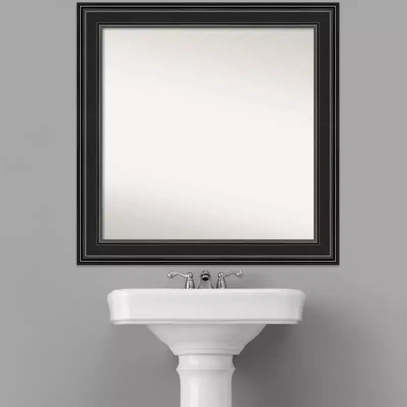 Miroir mural de salle de bain noir sans biseau 32 po x 32 po - Amanti Art