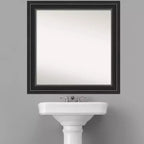 Miroir mural de salle de bain noir sans biseau 32 po x 32 po - Amanti Art