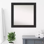 Miroir mural de salle de bain noir sans biseau 32 po x 32 po - Amanti Art