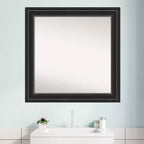 Miroir mural de salle de bain noir sans biseau 32 po x 32 po - Amanti Art