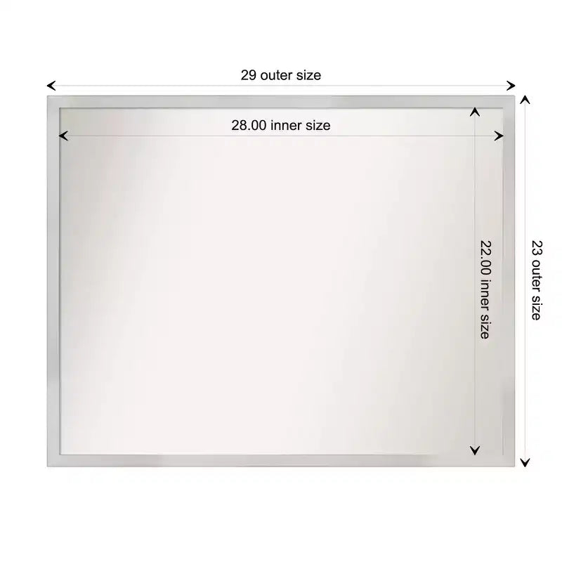 30" x 24" Non-Beveled Svelte Silver Wood Bathroom Wall Mirror - Amanti Art: Modern Rectangle, Wall Mount