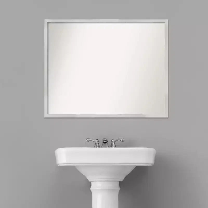 30" x 24" Non-Beveled Svelte Silver Wood Bathroom Wall Mirror - Amanti Art: Modern Rectangle, Wall Mount