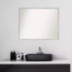 30" x 24" Non-Beveled Svelte Silver Wood Bathroom Wall Mirror - Amanti Art: Modern Rectangle, Wall Mount