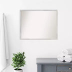 30" x 24" Non-Beveled Svelte Silver Wood Bathroom Wall Mirror - Amanti Art: Modern Rectangle, Wall Mount