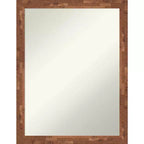 21" x 27" Non-Beveled Fresco Light Pecan Wood Wall Mirror - Amanti Art: Modern Design, Includes Mounting Hardware