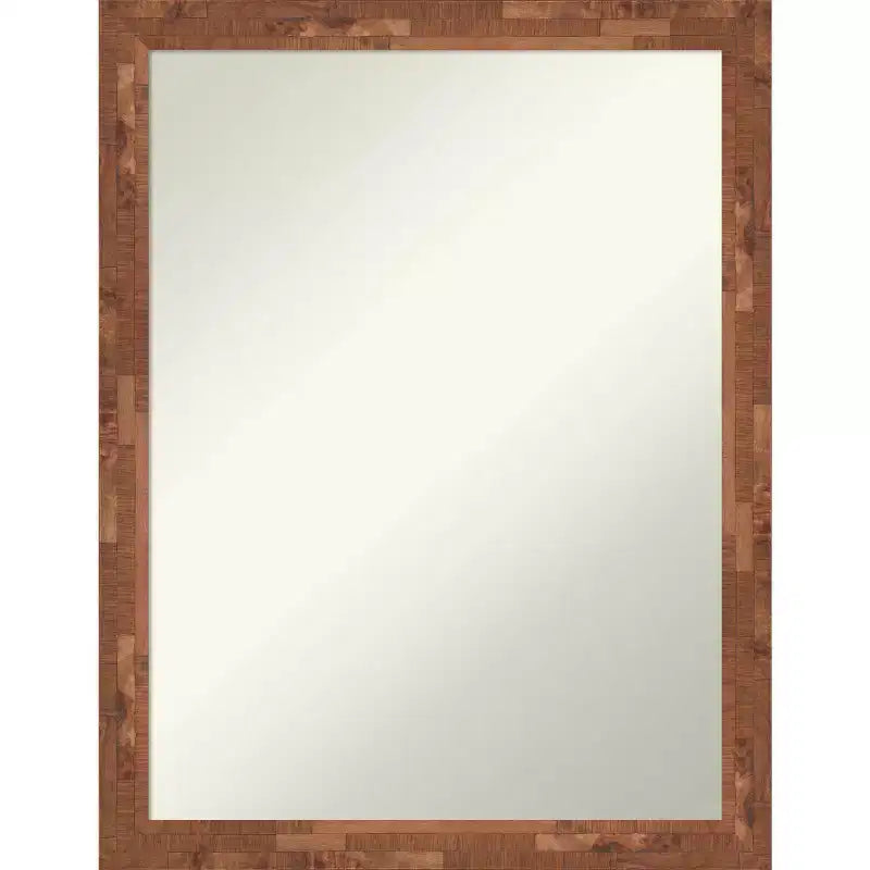 21" x 27" Non-Beveled Fresco Light Pecan Wood Wall Mirror - Amanti Art: Modern Design, Includes Mounting Hardware