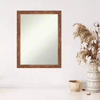 21" x 27" Non-Beveled Fresco Light Pecan Wood Wall Mirror - Amanti Art: Modern Design, Includes Mounting Hardware
