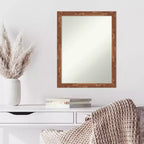 21" x 27" Non-Beveled Fresco Light Pecan Wood Wall Mirror - Amanti Art: Modern Design, Includes Mounting Hardware
