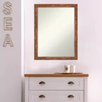 21" x 27" Non-Beveled Fresco Light Pecan Wood Wall Mirror - Amanti Art: Modern Design, Includes Mounting Hardware