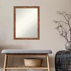 21" x 27" Non-Beveled Fresco Light Pecan Wood Wall Mirror - Amanti Art: Modern Design, Includes Mounting Hardware