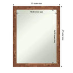 21" x 27" Non-Beveled Fresco Light Pecan Wood Wall Mirror - Amanti Art: Modern Design, Includes Mounting Hardware