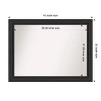 Miroir mural noir naufragé de 44 po x 33 po sans biseau - Amanti Art : Rectangle moderne, cadre en polystyrène, quincaillerie de montage incluse