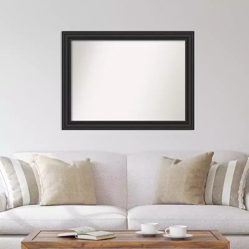 Miroir mural noir naufragé de 44 po x 33 po sans biseau - Amanti Art : Rectangle moderne, cadre en polystyrène, quincaillerie de montage incluse