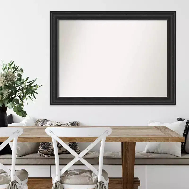 Miroir mural noir naufragé de 44 po x 33 po sans biseau - Amanti Art : Rectangle moderne, cadre en polystyrène, quincaillerie de montage incluse