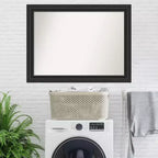 Miroir mural noir naufragé de 44 po x 33 po sans biseau - Amanti Art : Rectangle moderne, cadre en polystyrène, quincaillerie de montage incluse