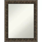23" x 29" Non-Beveled Intaglio Embossed Black Wood Wall Mirror - Amanti Art