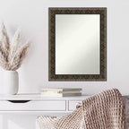 23" x 29" Non-Beveled Intaglio Embossed Black Wood Wall Mirror - Amanti Art