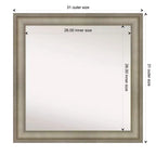 Miroir mural carré étroit en bois, 32" x 32", sans biseau, argent antique, Amanti Art : Moderne, incluant le matériel de montage