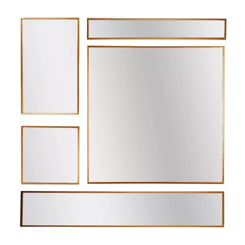 5pc Metal Framed Accent Mirror Set - Head West: Modern Decorative Wall Mounted, No Assembly Required