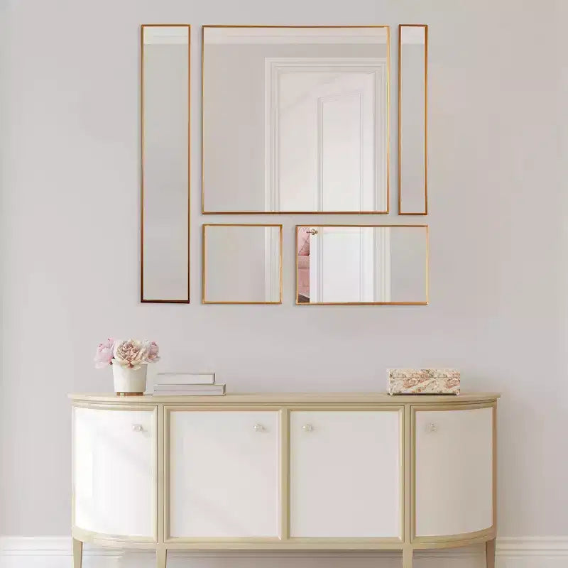5pc Metal Framed Accent Mirror Set - Head West: Modern Decorative Wall Mounted, No Assembly Required