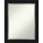 24" x 30" Non-Beveled Eva Black Silver Wall Mirror - Amanti Art: Modern Rectangular Vanity Decor