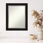 Miroir mural noir argenté Eva de 24 x 30 po non biseauté – Amanti Art : Décoration de vanité rectangulaire moderne