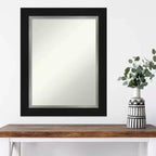 Miroir mural noir argenté Eva de 24 x 30 po non biseauté – Amanti Art : Décoration de vanité rectangulaire moderne
