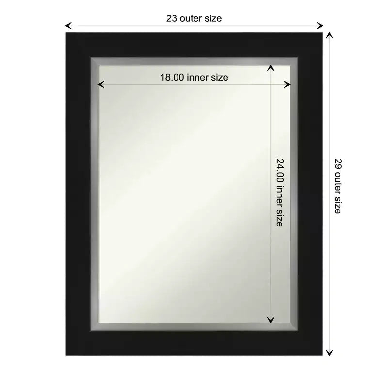 Miroir mural noir argenté Eva de 24 x 30 po non biseauté – Amanti Art : Décoration de vanité rectangulaire moderne