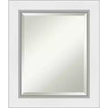 22" x 26" Eva White Framed Wall Mirror Silver - Amanti Art: Modern Beveled, No Assembly Required