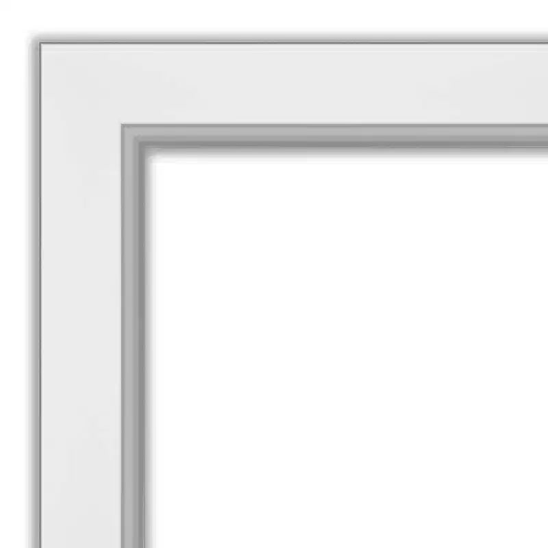 22" x 26" Eva White Framed Wall Mirror Silver - Amanti Art: Modern Beveled, No Assembly Required