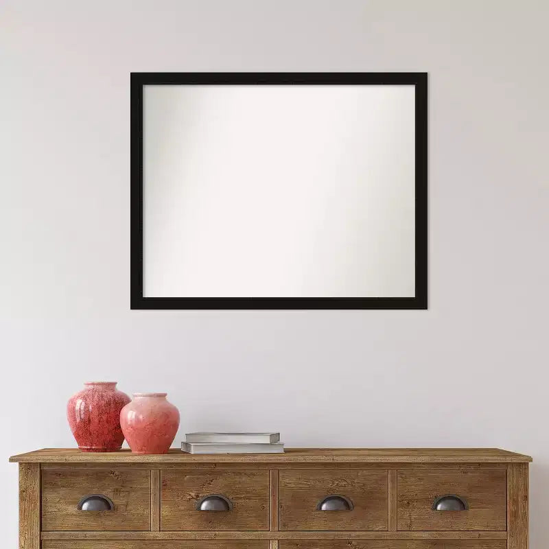 Miroir mural étroit de salle de bain noir Avon non biseauté 30" x 24" - Amanti Art : Quincaillerie de montage incluse, cadre en polystyrène