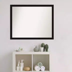 Miroir mural étroit de salle de bain noir Avon non biseauté 30" x 24" - Amanti Art : Quincaillerie de montage incluse, cadre en polystyrène