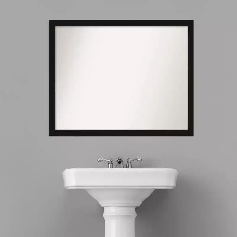 Miroir mural étroit de salle de bain noir Avon non biseauté 30" x 24" - Amanti Art : Quincaillerie de montage incluse, cadre en polystyrène