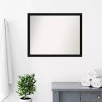 Miroir mural étroit de salle de bain noir Avon non biseauté 30" x 24" - Amanti Art : Quincaillerie de montage incluse, cadre en polystyrène