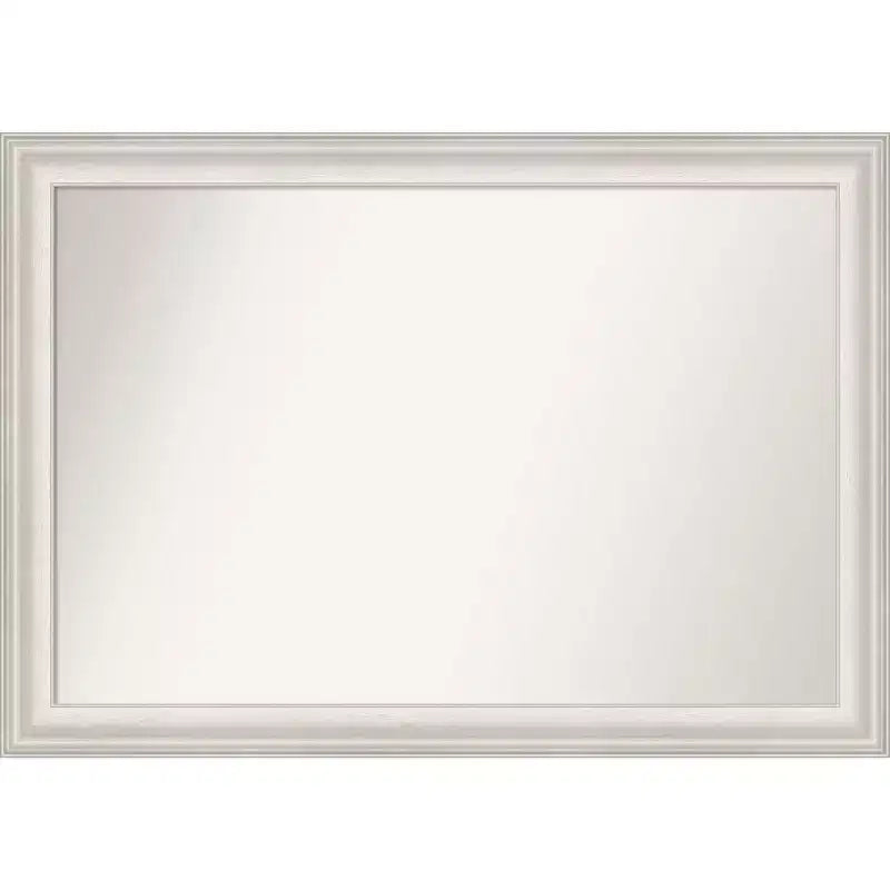 41" x 29" Non-Beveled Trio White Wash Silver Wall Mirror - Amanti Art