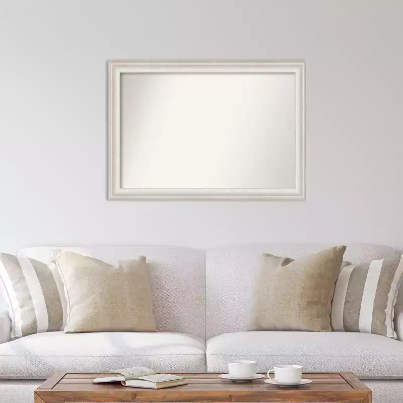 Miroir mural Amanti Art 104 x 74 cm non biseauté Trio White Wash Silver