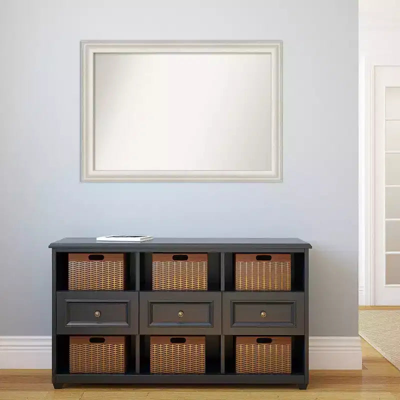 Miroir mural Amanti Art 104 x 74 cm non biseauté Trio White Wash Silver