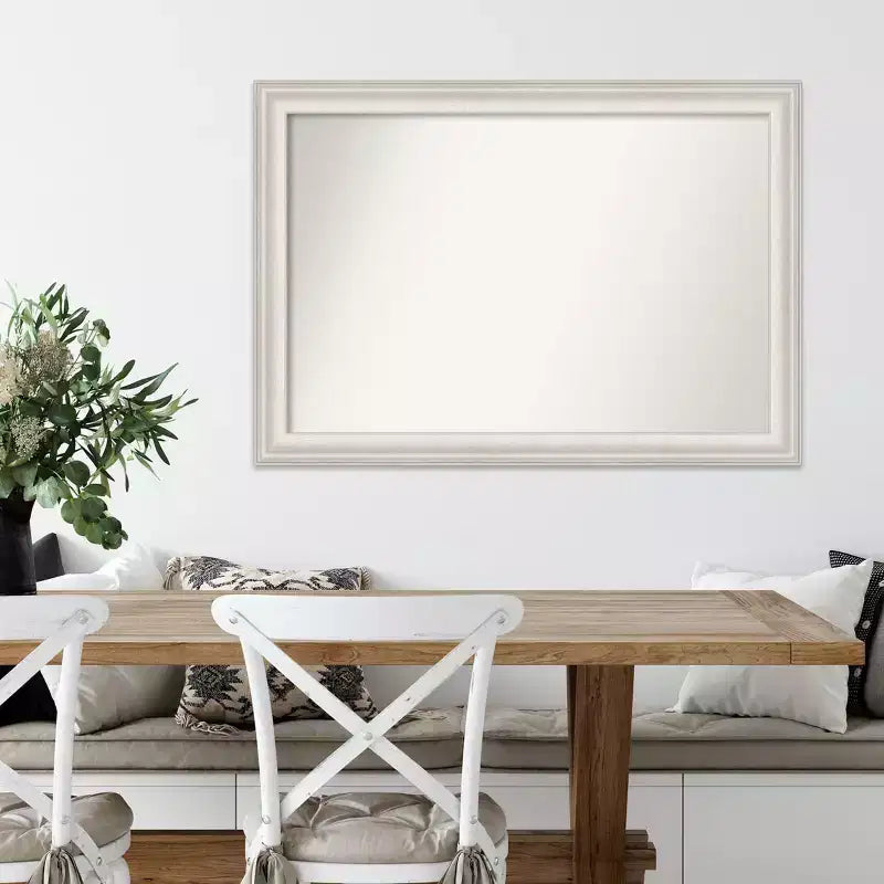 Miroir mural Amanti Art 104 x 74 cm non biseauté Trio White Wash Silver