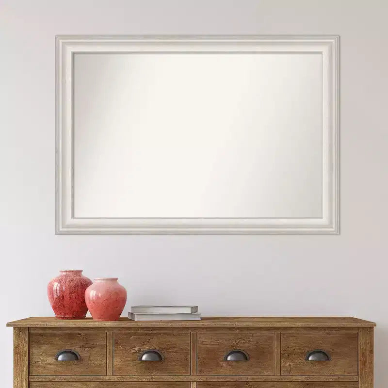 Miroir mural Amanti Art 104 x 74 cm non biseauté Trio White Wash Silver