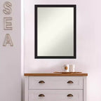Amanti Art 20"x26" Miroir mural de salle de bain Grace étroit sans biseau Noir métallique brossé : Rectangulaire, cadre en polystyrène, fixation murale