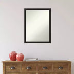 Amanti Art 20"x26" Miroir mural de salle de bain Grace étroit sans biseau Noir métallique brossé : Rectangulaire, cadre en polystyrène, fixation murale