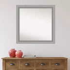 Miroir mural carré 31 po x 31 po, sans biseau, en nickel poli, Amanti Art, moderne