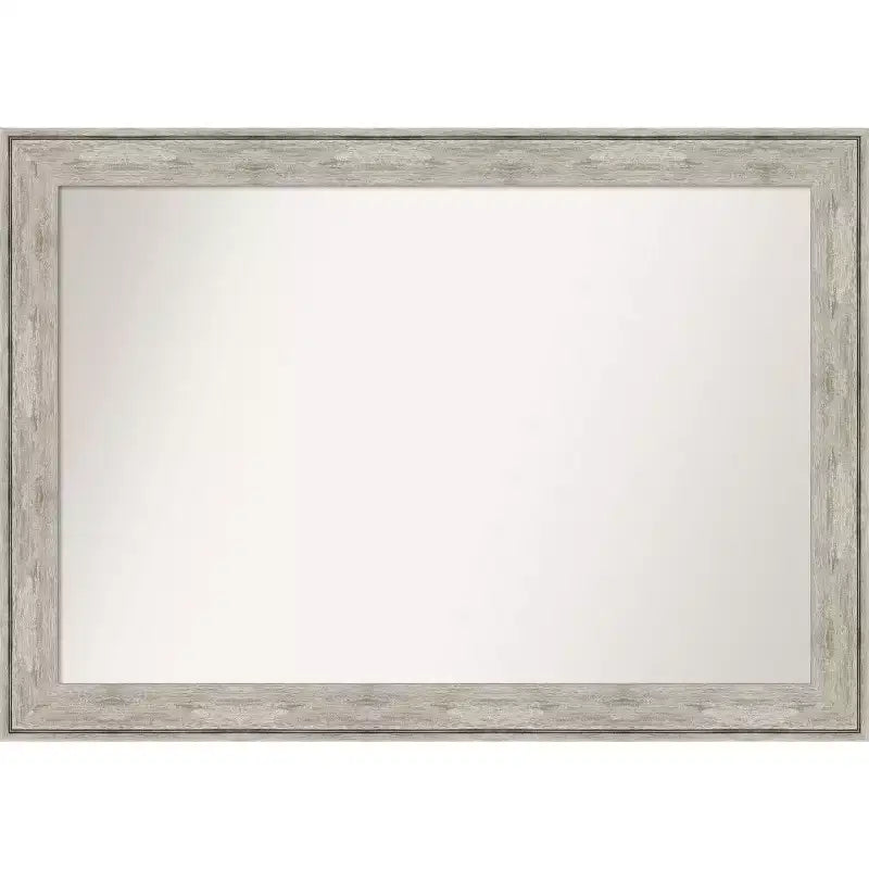 41" x 29" Non-Beveled Crackled Metallic Wall Mirror - Amanti Art: Modern Rectangle, Includes Mounting Hardware